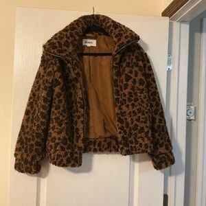 BB Dakota Leopard Plush Fleece Jacket-SMALL